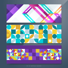 Flat colorful mosaic pattern design banner background