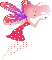 Valentine fairy blowing a kiss