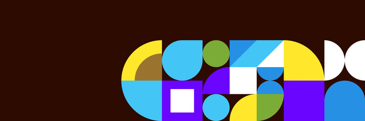 Flat mosaic banner background with geometric shapes