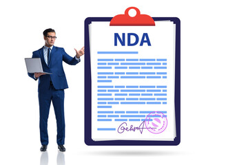 Businessman in non-disclosure agreement concept