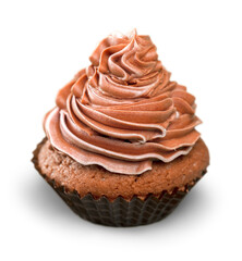 Delicious cupcake with cream isolated on white