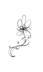 White background line art,  flowers