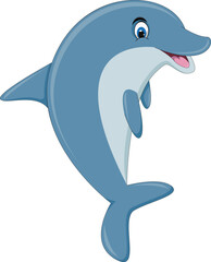 Naklejka premium Dolphin blue and friendly smile cartoon vector