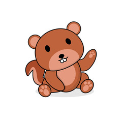 Obraz premium baby squirel cute cartoon in the forest