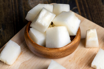 Sliced ripe melon , close up