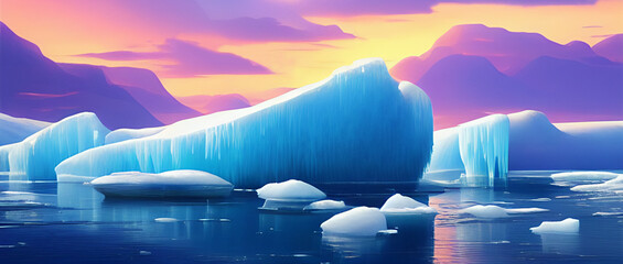iceberg in the sea, climate change 16 - obrazy, fototapety, plakaty