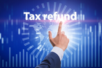 Businessman in tax refund concept