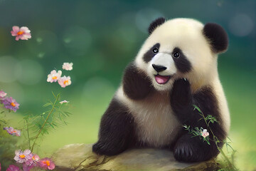 Obraz premium adorable baby little panda