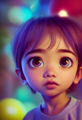 Fototapeta na wymiar Little Girl with Two-tone Eyes
