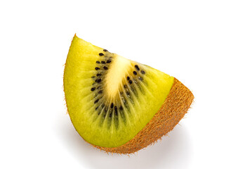 Side view a piece of kiwifruit or kiwi fruit or chinese gooseberry.