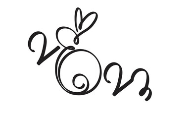 Happy Chinese new year 2023, year of the rabbit zodiac. Hand drawn bunny contour with a paintbrush. Simple minimalist Chinese zodiac of rabbit design. Vector illustration.