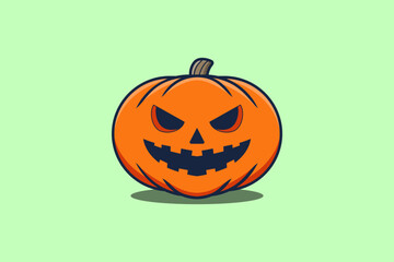 Cute mascot cartoon character Scary pumpkin halloween illustration