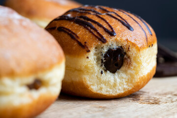 Yeast Sweet Donuts with Chocolate Filling