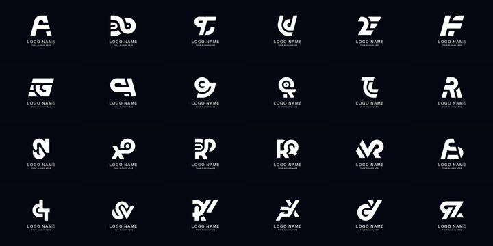 Collection full set abstract combine letter a - z monogram logo design