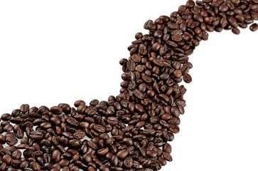 Coffee beans on white background