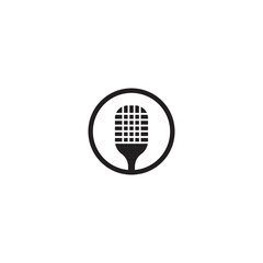 microphone icon logo music illustration lines circles vector design