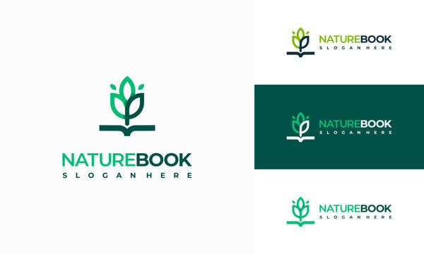 Nature Book Logo designs vector, Nature Education logo