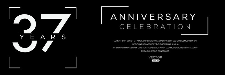 37 years anniversary celebration template, Vector illustration.