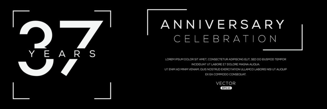 37 years anniversary celebration template, Vector illustration.