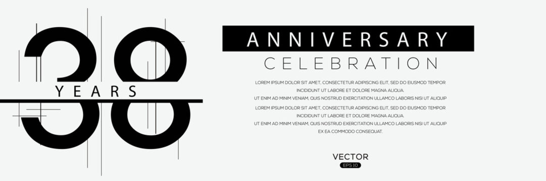 38 years anniversary celebration template, Vector illustration.