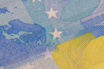 Twenty euro banknotes, close up