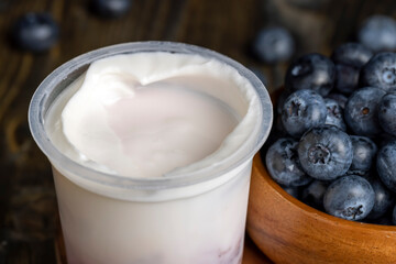 yogurt made from milk with blueberry flavor