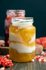 Fresh delicious yogurt made of milk with lemon flavor