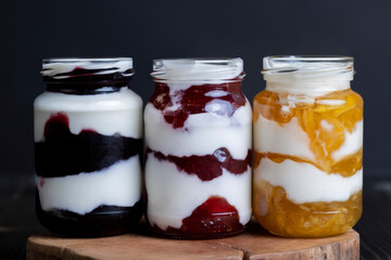 Yogurt made from fresh milk with the addition of sweet jam