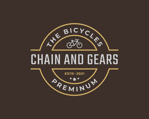 Fototapeta na wymiar Vintage Retro Badge Emblem Logotype Bicycle Logo Design Linear Style