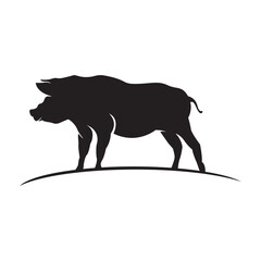 Fat pig logo vector simple icon in flat design
