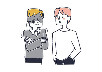 寒気、震えが止まらない寒がりの男性