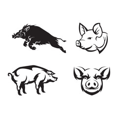 Fat pig logo vector simple icon in flat design