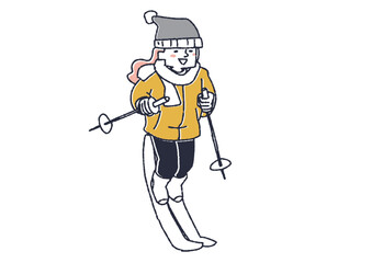 スキーをする女性　ウィンタースポーツを楽しむ人々