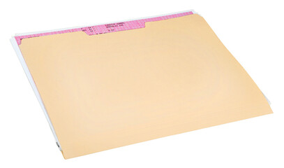 Fototapeta premium Manila folder with some documents in it. on a white background