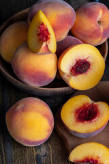 Sliced ripe and very soft peaches,