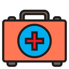 First aid kit color line style icon