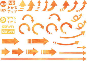 やじるしセット 水彩　オレンジ