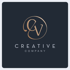 Signature CV logo design, creative initial letter logo for business and company.