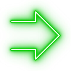 Neon green arrow icon, arrow icon on transparent background