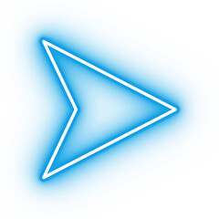 Neon blue arrow icon, arrow icon on transparent background
