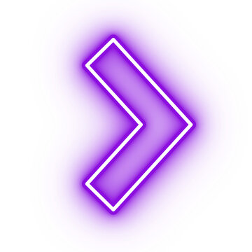 Neon purple arrow icon, arrow icon on transparent background