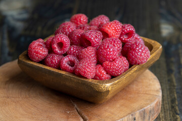 Ripe raspberries on the table