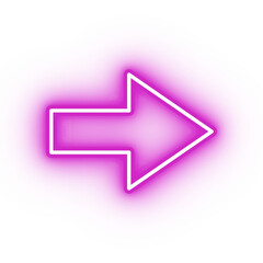Neon pink arrow icon, arrow icon on transparent background