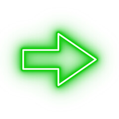 Neon green arrow icon, arrow icon on transparent background