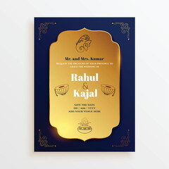 dark golden indian wedding invitation card template design