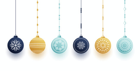 set of christmas bauble elements in artistic design