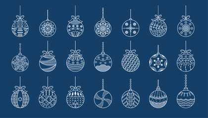 big set of christmas bauble ornaments for xmas design