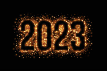 happy new year 2023 banner with golden sparkle effect