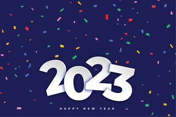 happy new year 2023 party flyer in 3d style with confetti