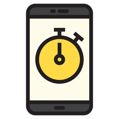 Stop watch color line style icon